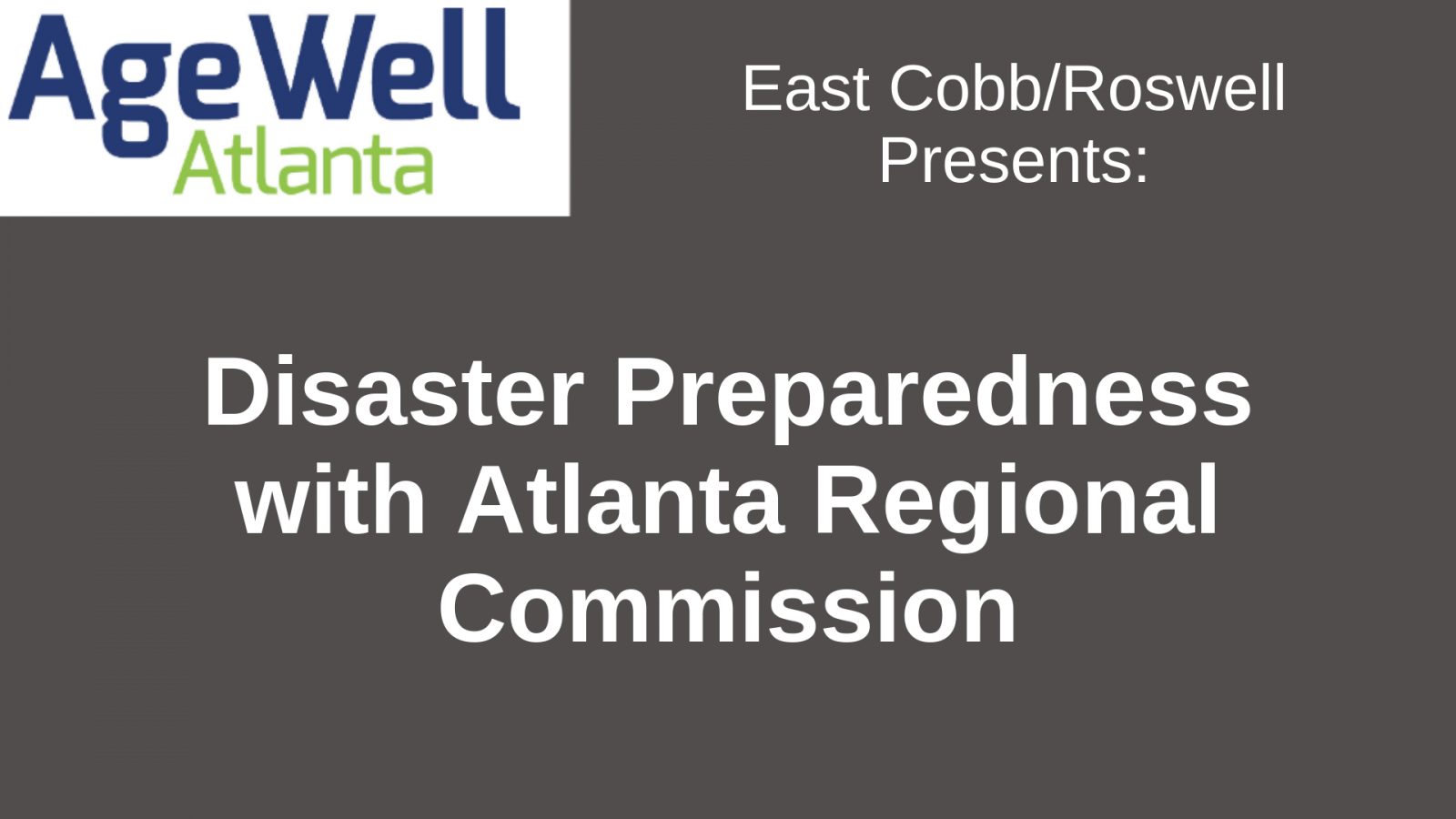 Disaster Preparedness with Atlanta Regional Commission